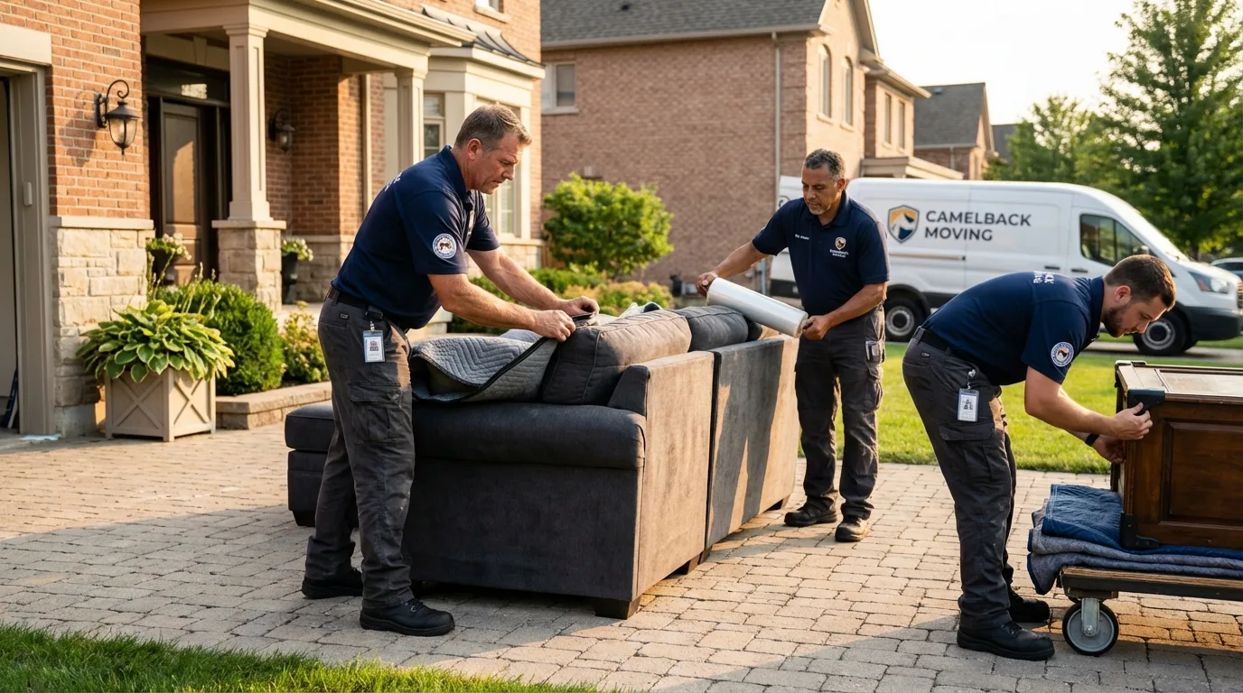 Large estate moving crew wrapping furniture in Franklin, WV